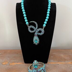 Turquoise and Silver Snake Jewelry Set